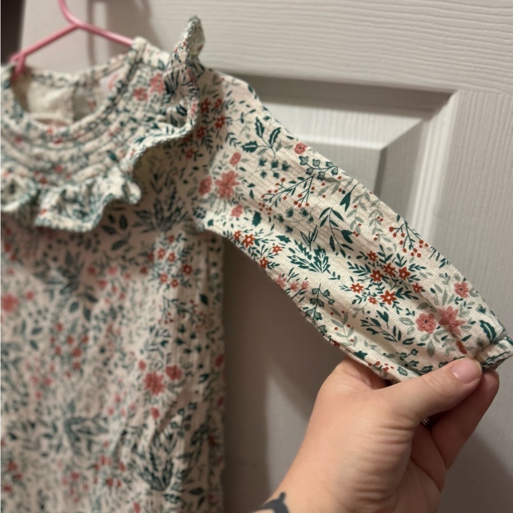 Wonder Nation Floral Fall Baby Romper with Ruffle Collar - Picture 3 of 7